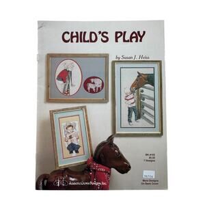 Vintage Child’s Play Cross Stitch Design Book Western Cowboy Horse Cowgirl 1989